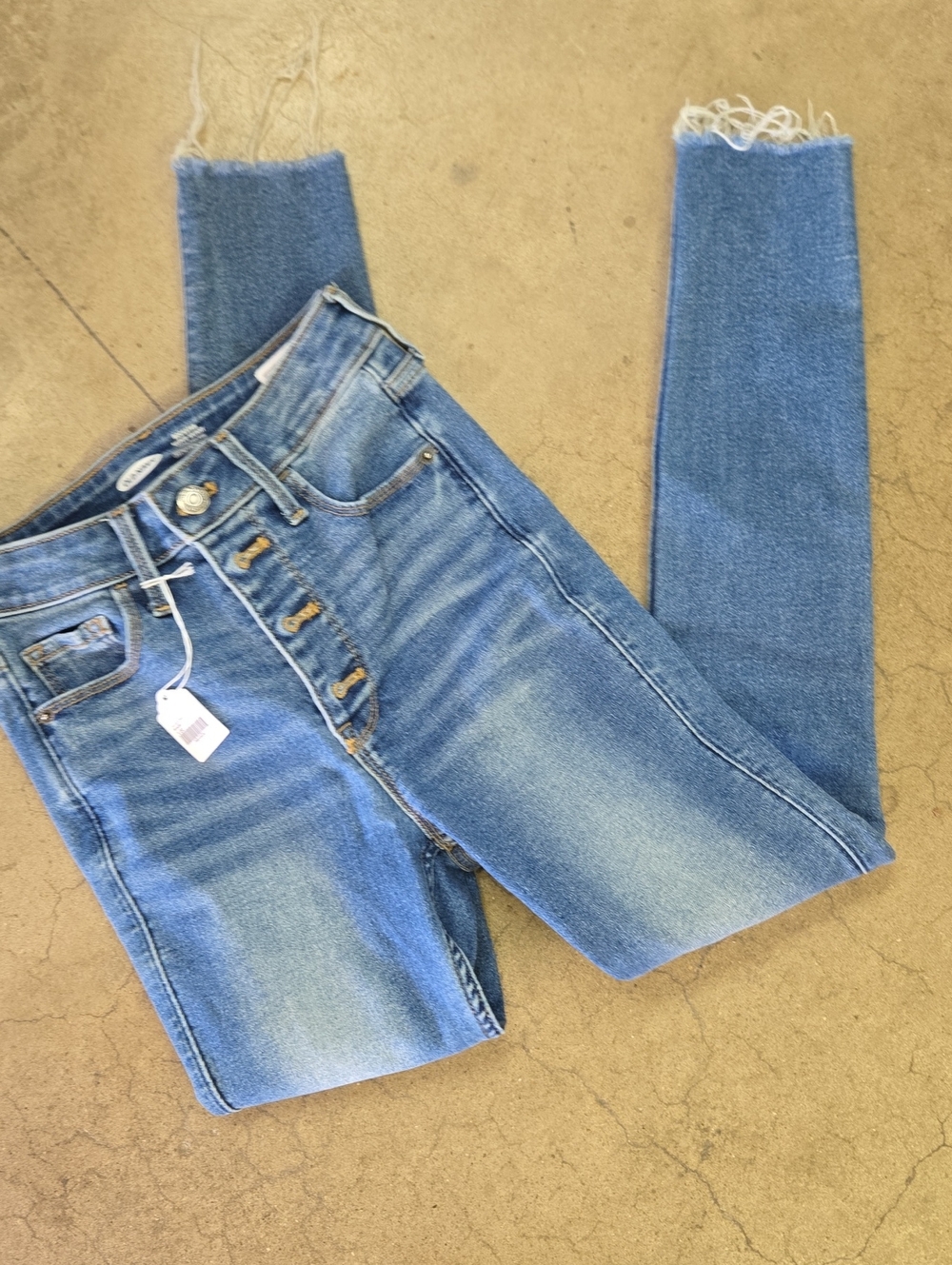 Old Navy Light Blue High-Rise Skinny Jeans with Frayed Hem